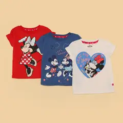 MINNIE - Camisetas Niña Pack de 3 unidades con Estampado  Manga corta Algodón