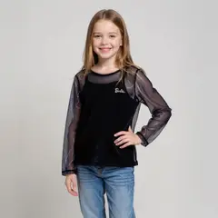BARBIE - Camiseta Niña Con transparencia  Manga larga Poliéster