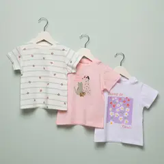 YAMP - Camisetas Bebé niña Pack de 3 unidades Manga corta Algodón
