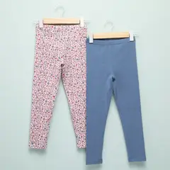 YAMP - Leggings Niña Pack de 2 unidades con Cintura elásticada Algodón