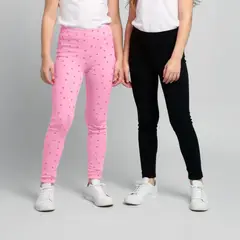 YAMP - Leggings Niña Pack de 2 unidades con Cintura elásticada Algodón