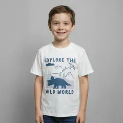 YAMP - Camiseta Para Niño con Estampado Manga corta de Algodón