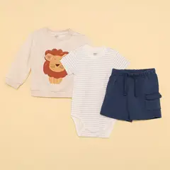 YAMP - Set Saco + Body manga corta + Short para Bebé niño en Algodón