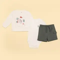 YAMP - Set Saco + Body manga corta + Short para Bebé niño en Algodón