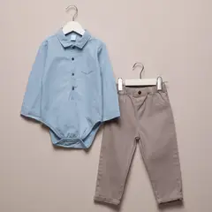 YAMP - Sets Pantalón + Body manga larga para Bebé niño en Algodón