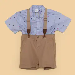YAMP - Set Camisa manga corta + Bermuda + Tirantas para Bebé niño en Algodón