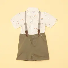 YAMP - Sets Camisa manga larga + Pantalón + Tirantas para Bebé niño en Algodón
