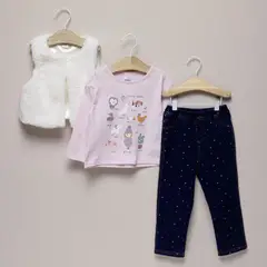 YAMP - Sets Chaleco + Pantalón + Camiseta manga larga para Bebé niña en Algodón