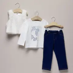 YAMP - Sets Chaleco + Pantalón + Camiseta manga larga para Bebé niña en Algodón