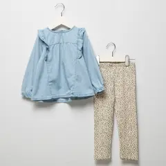 YAMP - Sets Blusa manga larga + Pantalón para Bebé niña en Algodón