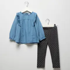 YAMP - Sets Blusa manga larga + Pantalón para Bebé niña en Algodón