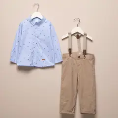 YAMP - Sets Camisa manga larga + Pantalón + Tirantas para Bebé niño en Algodón