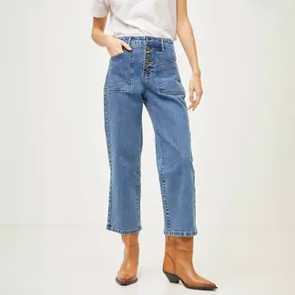 BASEMENT - Jean Culotte Mujer Tiro alto de Algodón