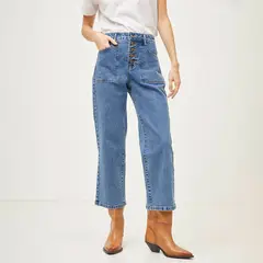 BASEMENT - Jean Culotte Mujer Tiro alto de Algodón