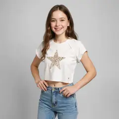 ELV - Camiseta Niña con Estampado Manga corta