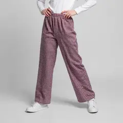 ELV - Pantalón de Cuadros Niña Cintura elásticada Algodón