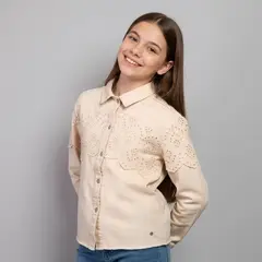 ELV - Chaqueta Niña con Ojalillo Con cuello Algodón