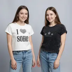 ELV - Camisetas Niña Pack de 2 unidades con Estampado  Manga corta Algodón