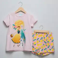 DISNEY - Pijama Cintura elásticada para Niña 2 piezas con Estampado Frozen de Algodón