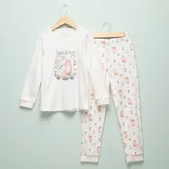 YAMP - Pijama Cintura elásticada para Niña 2 piezas con Estampado de Algodón