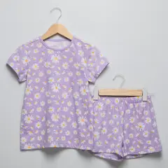 YAMP - Pijama Cintura elásticada Para Niña 2 piezas de Flores de Algodón