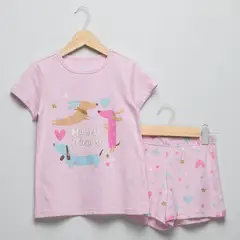 YAMP - Pijama Cintura elásticada Para Niña 2 piezas con Estampado de Algodón