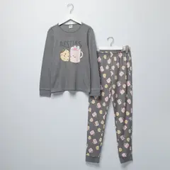 ELV - Pijama Cintura elásticada para Niña 2 piezas con Estampado Manga larga de Algodón