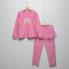 YAMP - Pijama Cintura elásticada para Niña 2 piezas con Estampado de Algodón