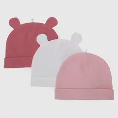 YAMP - Gorros Para Bebé niña Pack de 3 unidades de Algodón