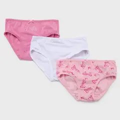 BARBIE - Panty para Niña Pack de 3 unidades de Algodón