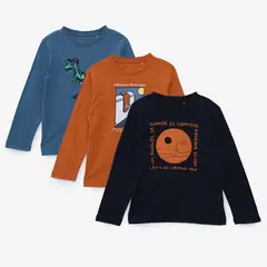 YAMP - Camiseta manga larga para Niño Pack de 3 unidades con Estampado Manga larga de Algodón