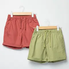 YAMP - Bermuda Cintura elásticada para Niño Pack de 2 unidades de Algodón