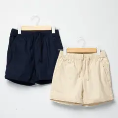 YAMP - Bermuda Cintura elásticada para Niño Pack de 2 unidades de Algodón