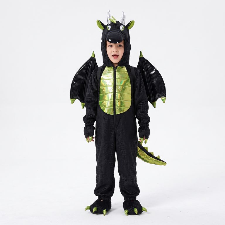 YAMP Disfraz para niño dragón negro animal