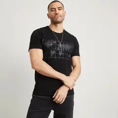 MOSSIMO - Camiseta Hombre Manga corta con Estampado de Algodón