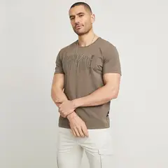 MOSSIMO - Camiseta Hombre Manga corta con Estampado de Algodón
