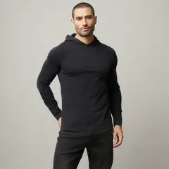 MOSSIMO - Camiseta Hombre Manga larga de Algodón