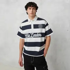 BEARCLIFF - Camiseta polo Hombre Manga corta de Rayas Oversized fit de Algodón