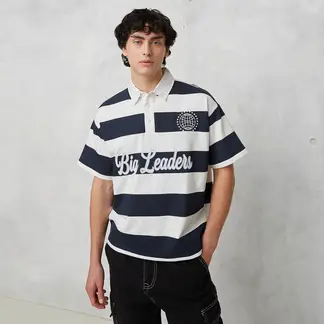 BEARCLIFF - Camiseta polo Hombre Manga corta de Rayas Oversized fit de Algodón