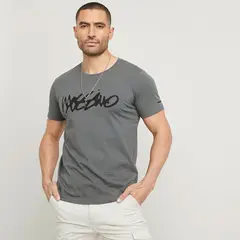 MOSSIMO - Camiseta Hombre Manga corta con Logo de Algodón