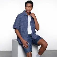 DENIMLAB - Camisa Hombre Manga corta Recto de Algodón