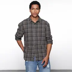 DENIMLAB - Camisa Hombre de Cuadros Manga larga Recto de Algodón