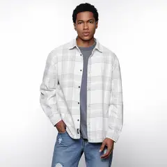 DENIMLAB - Camisa Hombre de Cuadros Manga larga Recto de Algodón