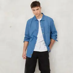 BEARCLIFF - Camisa de jean Hombre Manga larga Regular