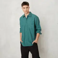 BEARCLIFF - Camisa Hombre Manga larga Recto de Algodón
