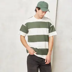 BEARCLIFF - Camiseta Hombre Manga corta de Rayas