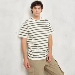 BEARCLIFF - Camiseta Hombre Manga corta de Rayas de Algodón