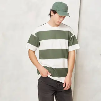 BEARCLIFF - Camiseta Hombre Manga corta de Rayas