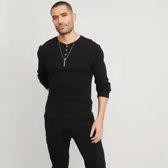 MOSSIMO - Camiseta Hombre Manga larga de Algodón