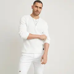 MOSSIMO - Camiseta Hombre Manga larga de Algodón